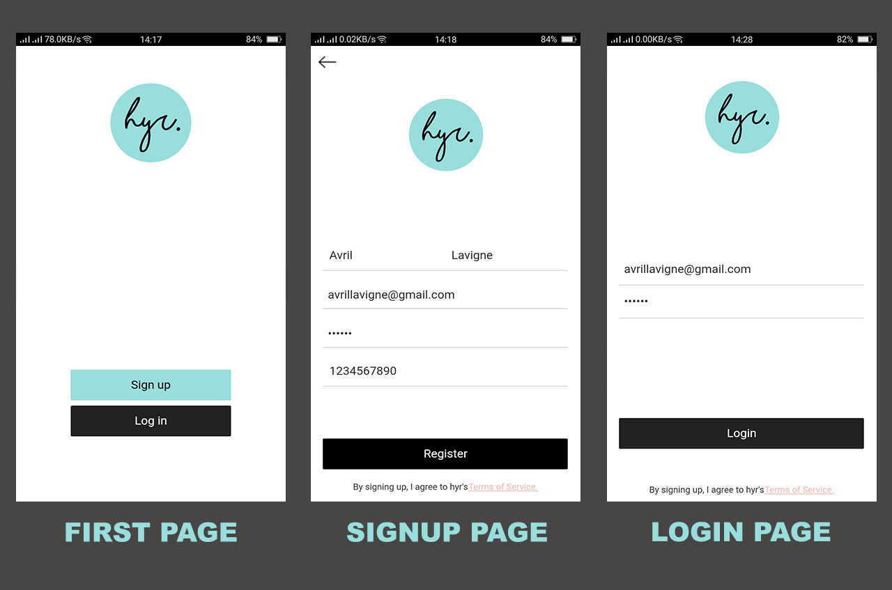 Login and Signup Page